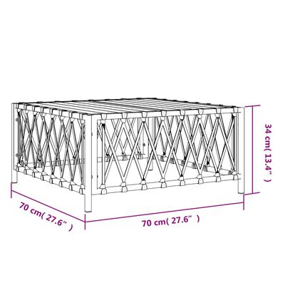 vidaXL Trädgårdsbord vit 70x70x34 cm vävt tyg