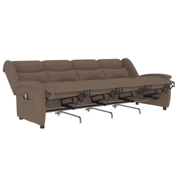 vidaXL Massagefåtölj 4-sits taupe tyg