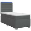 vidaXL Boxspring s&auml;ng med madrass och LED M&ouml;rkgr&aring; 90 x 190 cm Tyg
