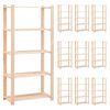 vidaXL F&ouml;rvaringshylla 5 hyllor 10 st 80x38x170 cm massiv furu 250 kg
