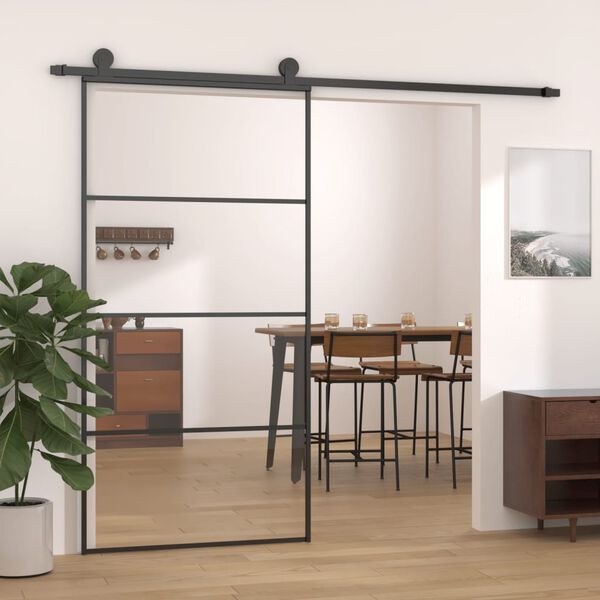 vidaXL Skjutd&ouml;rr aluminium med ESG-glas 102,5x205 cm svart