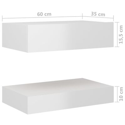 vidaXL Sängbord vit högglans 60x35 cm konstruerat trä