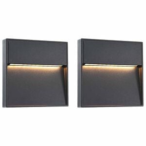 vidaXL Utomhusv&auml;gglampa LED 2 st 3 W svart fyrkantig