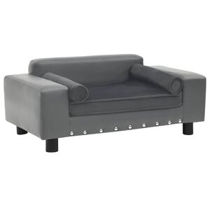 vidaXL Hundsoffa gr&aring; 81x43x31 cm plysch och konstl&auml;der