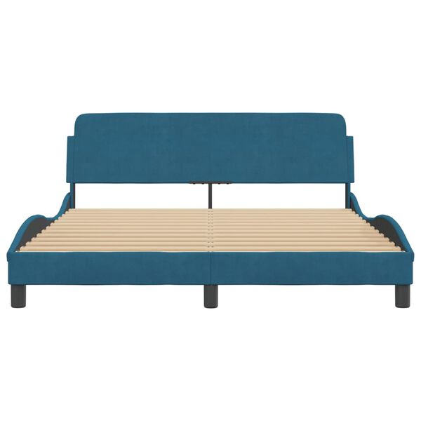 vidaXL Bed Frame with Headboard "Dover" Blue 160x200 cm Velvet