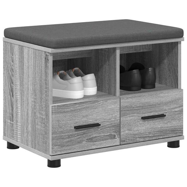 vidaXL Hallb&auml;nk Gr&aring; Sonoma 60 x 38 x 46 cm Sp&aring;nskiva och kl&auml;dfabric