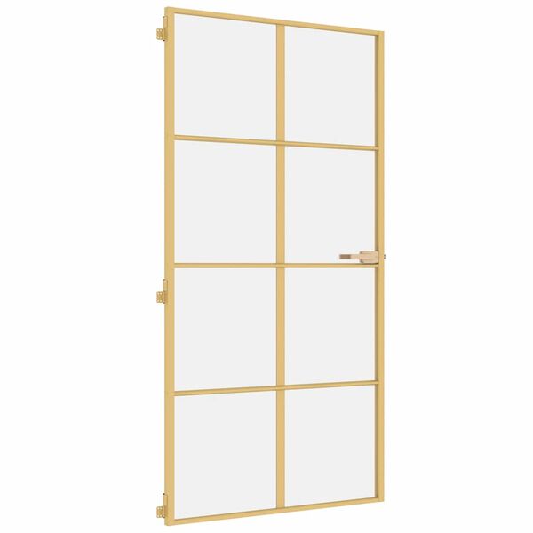 vidaXL Innerd&ouml;rr guld 102,5x201,5 cm h&auml;rdat glas och aluminium slim