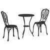 vidaXL Trädgårds Bistro Set 3 pcs Svart Aluminium