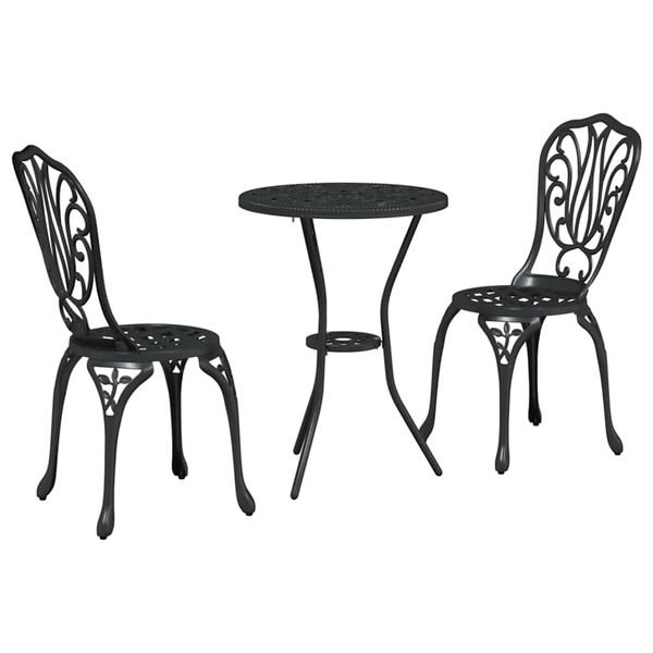 vidaXL Trädgårds Bistro Set 3 pcs Svart Aluminium