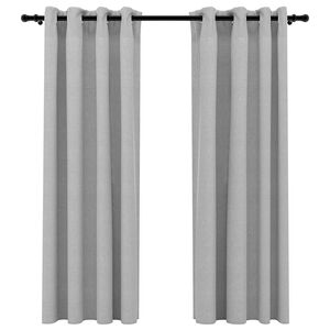 vidaXL M&ouml;rkl&auml;ggningsgardin med &ouml;ljetter linnelook 2 st gr&aring; 140x175cm