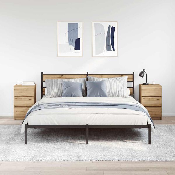 vidaXL S&auml;ngbord med 3 l&aring;dor 2 st hantverksm&auml;ssig ek 39x35x65 cm