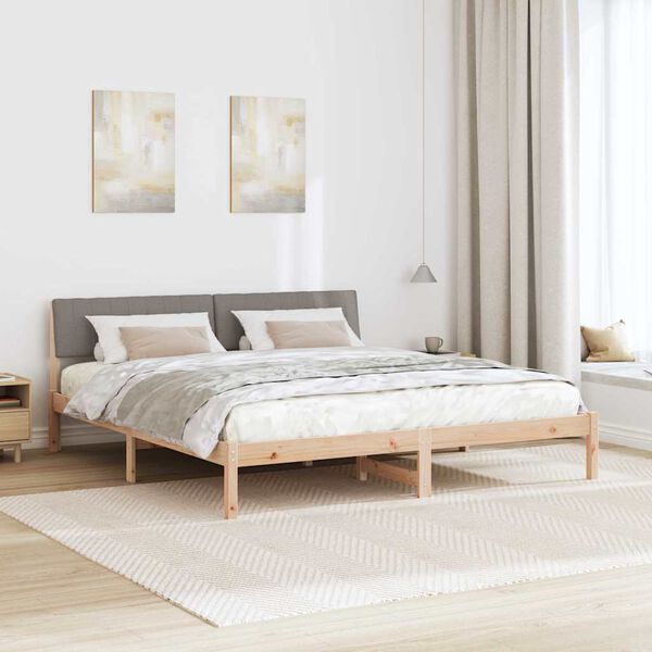 vidaXL S&auml;ngram med huvudgavel Brun och taupe 180 x 200 cm Massiv furu