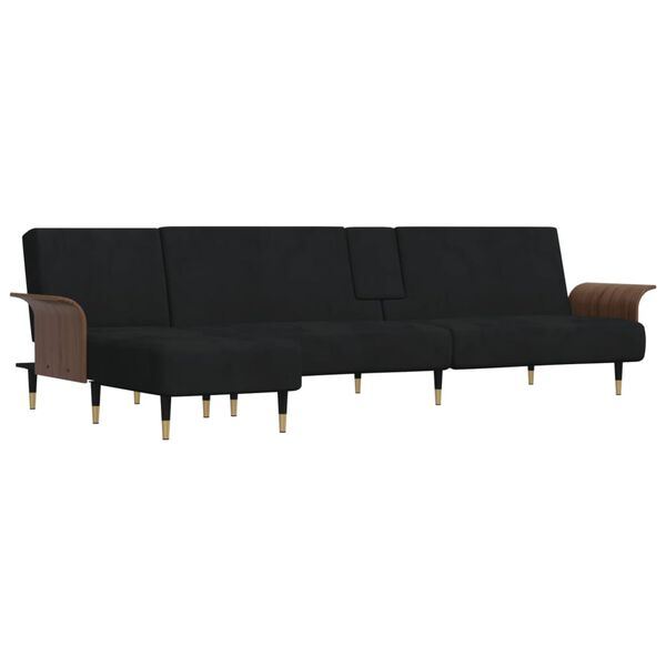 vidaXL L-formad soffa svart 279x140x70 cm sammet