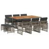 vidaXL Matgrupp f&ouml;r tr&auml;dg&aring;rden med dynor 11 delar gr&aring; konstrotting