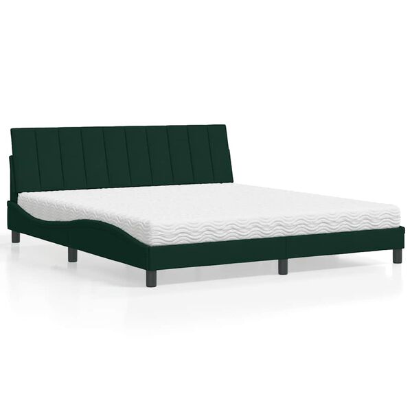 vidaXL Bed with Mattress "Hanko" Dark Green 180x200 cm Velvet