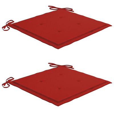 vidaXL Caféset 3 delar med röda dynor massiv teak