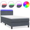 vidaXL Res&aring;rs&auml;ng med madrass och LED m&ouml;rkgr&aring; 100x210 cm sammet