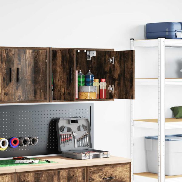vidaXL Väggskåp för garage rökfärgad ek konstruerat trä
