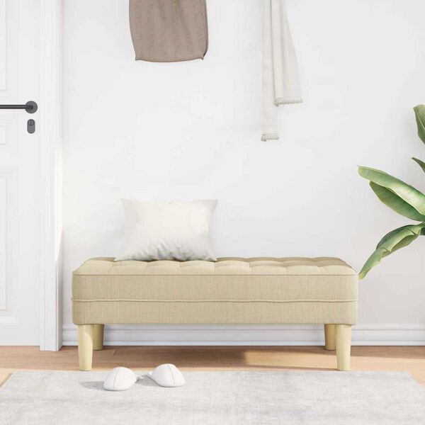 vidaXL bänk Kräm 113 x 57 x 39 cm tyg