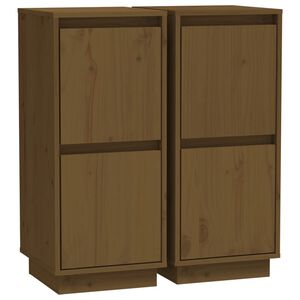vidaXL Sk&auml;nkar 2 st honungsbrun 31,5x34x75 cm massiv furu