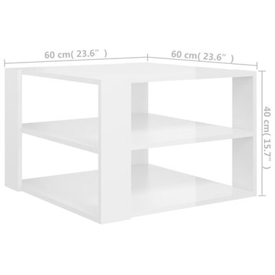 vidaXL Soffbord vit högglans 60x60x40 cm konstruerat trä