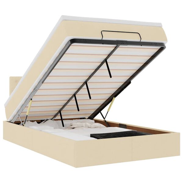 vidaXL Ottoman s&auml;ngram med madrass gr&auml;ddvit 120x200 cm tyg