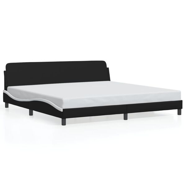 vidaXL Bed Frame "Dover" Black and White 200x200 cm Faux Leather