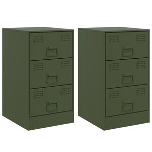 vidaXL S&auml;ngsk&aring;p 2 st olivgr&ouml;n 34,5x39x62 cm st&aring;l