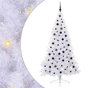 vidaXL Konstgjord julgran med 300 LED-lampor Vit 210 cm PVC och st&aring;l