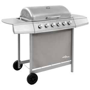 vidaXL Gasolgrill med 6 br&auml;nnare silver