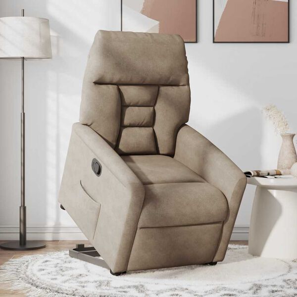 vidaXL Reclinerf&aring;t&ouml;lj med uppresningshj&auml;lp taupe mikrofibertyg