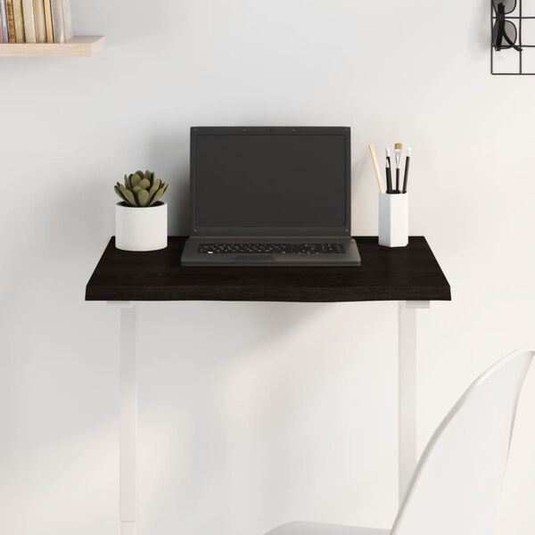 vidaXL Bordsskiva mörkbrun 60x40x2 cm behandlad massiv ek