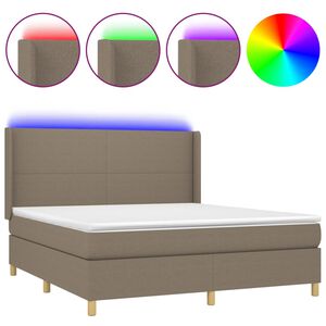 vidaXL Rams&auml;ng med madrass & LED taupe 180x200 cm tyg