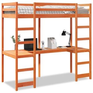 vidaXL Lofts&auml;ng utan madrass vaxbrun 75x190 cm massiv furu