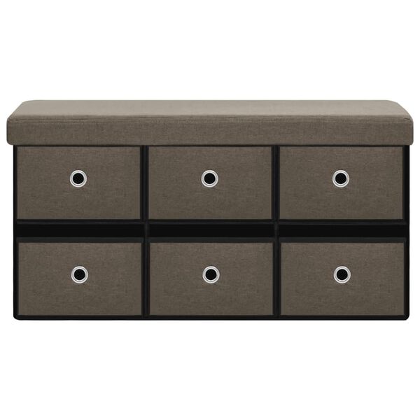 vidaXL Hopf&auml;llbar f&ouml;rvaringsb&auml;nk brun 76x38x38 cm konstlinne