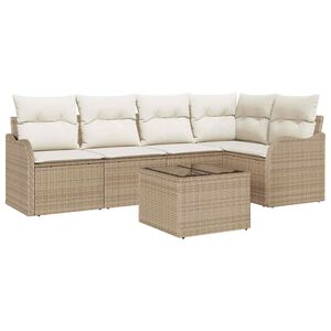 vidaXL Tr&auml;dg&aring;rdsoffset med lagring 6 pcs Beige konstrotting