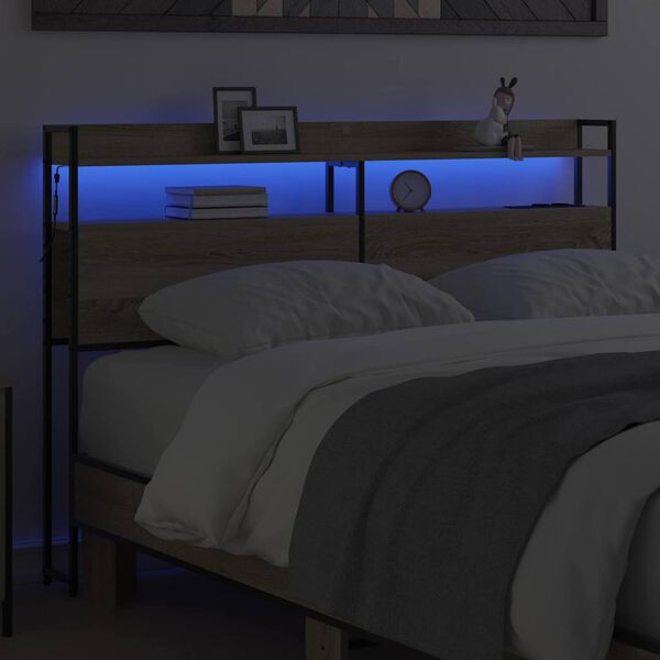 vidaXL F&ouml;rvaringshuvudgavel med hylla Sonoma ek 120 cm Konstruerat tr&auml;