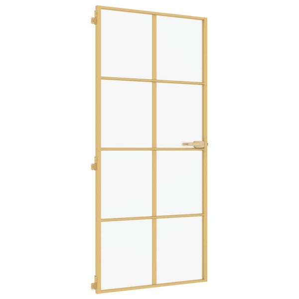 vidaXL Innerdörr guld 93x201,5 cm härdat glas och aluminium slim
