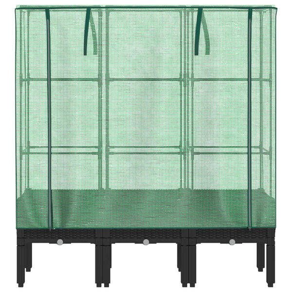 vidaXL Odlingsl&aring;da med v&auml;xthus&ouml;verdrag rottinglook 120x40x140 cm
