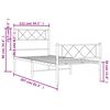 vidaXL Sängram med huvudgavel och fotgavel vit metall 107x203 cm