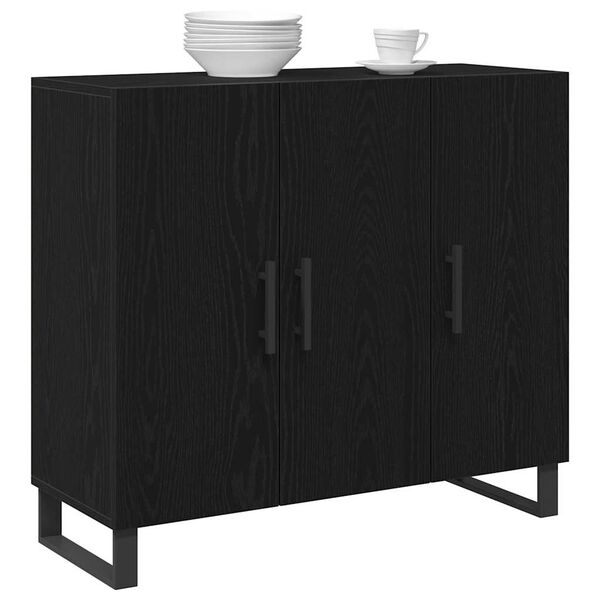 vidaXL Sideboard Svart Ek 90 x 34 x 80 cm Konstruerat tr&auml;