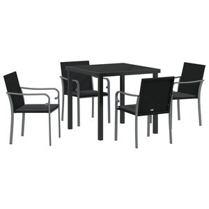 vidaXL Tr&auml;dg&aring;rdsm&ouml;belset 5 st Svart och Gr&aring; PE Rattan
