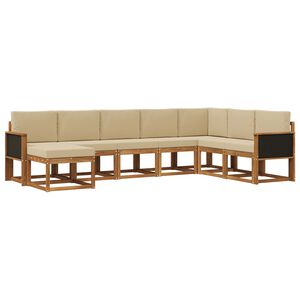 vidaXL Utomhussoffset 8 pcs Naturlig och Beige Massivt Akaciatr&auml;