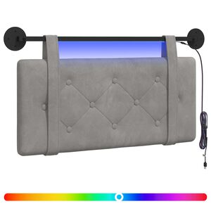 vidaXL H&auml;ngande s&auml;nggavel Med LED-lampa Ljusgr&aring; Sammet