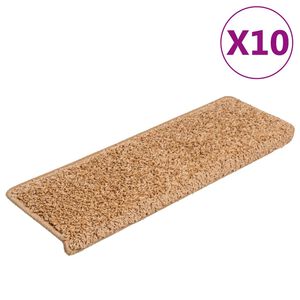 vidaXL Trappmattor 10 st 65x21x4 cm beige rektangul&auml;r kant