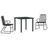 vidaXL Tr&auml;dg&aring;rdsm&ouml;belset 3 pcs Svart Pulverlackerat st&aring;l