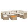 vidaXL Soffgrupp f&ouml;r tr&auml;dg&aring;rden med dynor 9 delar beige konstrotting