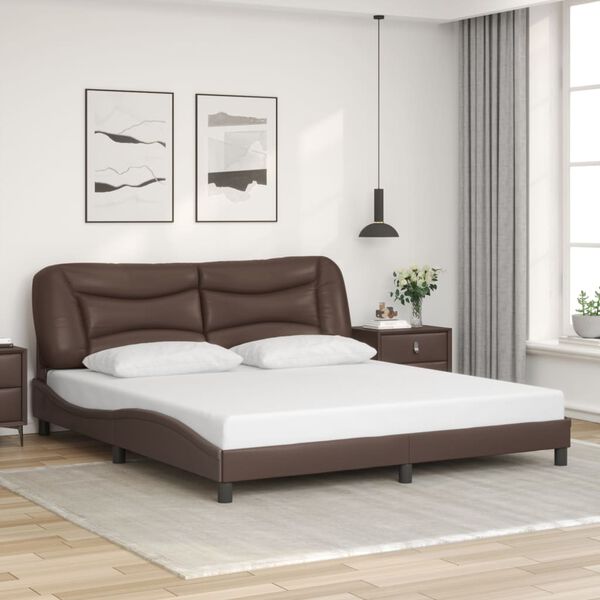 vidaXL Bed Frame with LED without Mattress "Hvar" Brown 180x200 cm