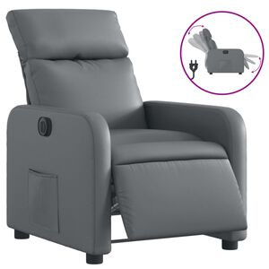 vidaXL Elektrisk reclinerf&aring;t&ouml;lj gr&aring; konstl&auml;der