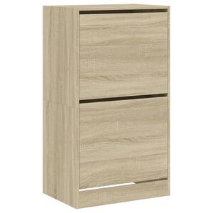 vidaXL Skosk&aring;p med 2 flip-l&aring;dor sonoma-ek 60x42x108 cm